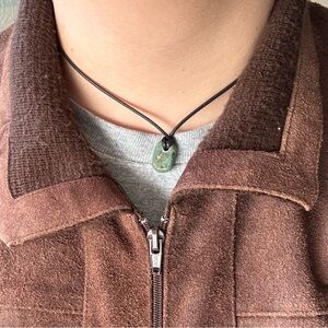 1800s Native American bead stone with cord necklace